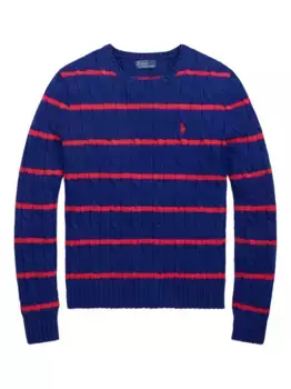 Полосатый свитер фактурной вязки POLO RALPH LAUREN, синий