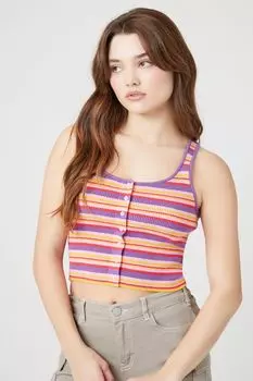 Полосатый свитер и вязаная майка Forever 21, фиолетовый
