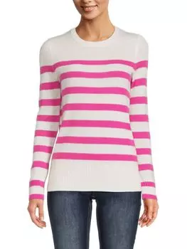Полосатый свитер из 100% кашемира Saks Fifth Avenue, цвет Hibiscus White