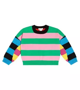 Полосатый свитер из хлопка и шерсти Stella McCartney Kids, разноцветный