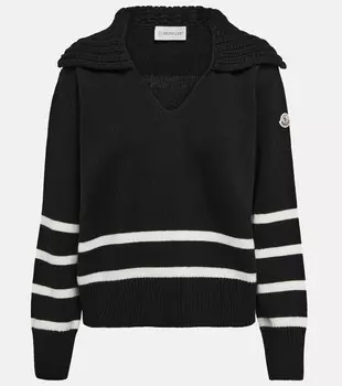 Полосатый свитер из шерсти и кашемира MONCLER, черный
