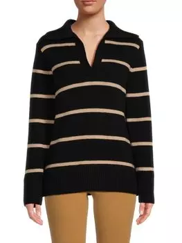 Полосатый свитер из шерсти и кашемира Vince, цвет Black Beige