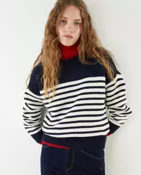 Полосатый свитер из синели Sfera, цвет Azul marino