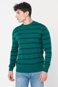 Полосатый свитер из сырой шерсти United Colors of Benetton, зеленый