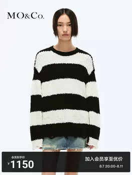 Полосатый свитер Moco свободного кроя, черно-белый