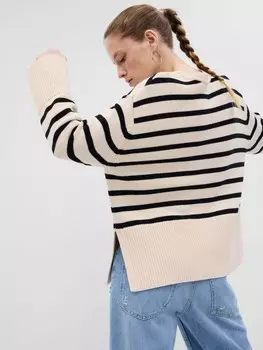 Полосатый свитер оверсайз Gap, бежевый