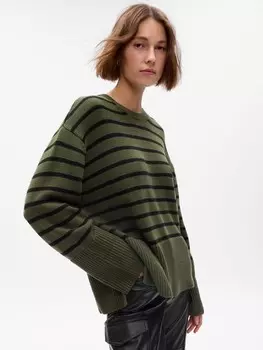 Полосатый свитер оверсайз Gap, зеленый