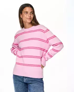 Полосатый свитер Pieces, розовый