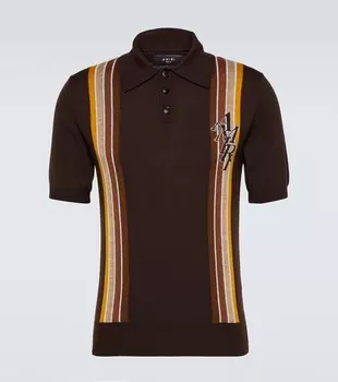 Полосатый свитер-поло из шерсти и хлопка Amiri, коричневый