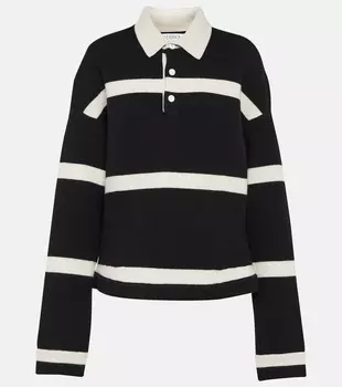 Полосатый свитер-поло из смесовой шерсти Jw Anderson, черный