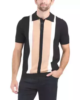 Полосатый свитер-поло M Magaschoni, черный