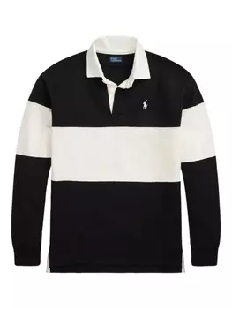 Полосатый свитер-поло с длинными рукавами Polo Ralph Lauren, черный
