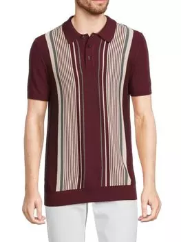 Полосатый свитер-поло Saks Fifth Avenue, цвет Burgundy