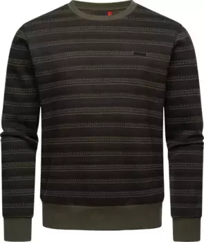 Полосатый свитер Ragwear "Inddie Print", стильная мужская толстовка с ребристыми манжетами, зеленый