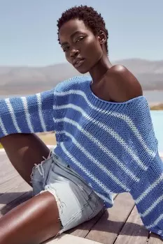 Полосатый свитер с длинными рукавами Next, синий