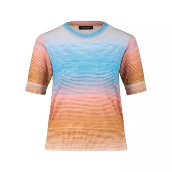 Полосатый свитер с короткими рукавами из тонкой вязки. Roberto Collina, черный