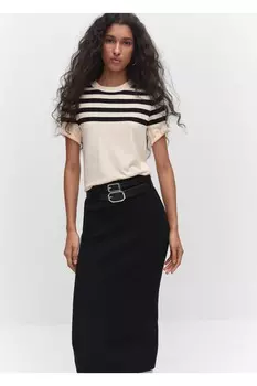 Полосатый свитер с короткими рукавами Mango, бежевый