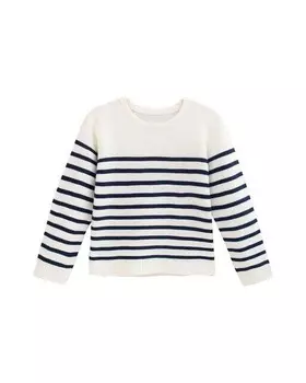 Полосатый свитер с круглым вырезом Dadati, темно-синий
