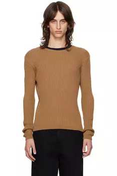 Полосатый свитер с круглым вырезом Dries Van Noten, коричневый