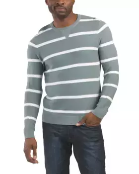 Полосатый свитер с круглым вырезом и текстурой из хлопка и кашемира Naadam, цвет Sage