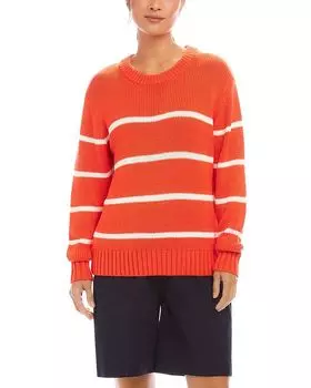 Полосатый свитер с круглым вырезом Karen Kane, оранжевый