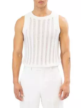 Полосатый свитер с майкой в сеточку RTA, белый