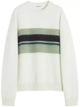Полосатый свитер с начесом от Lanvin, белый