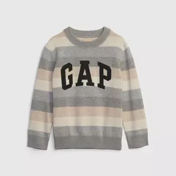 Полосатый свитер с нашивкой-логотипом Gap, бежевый