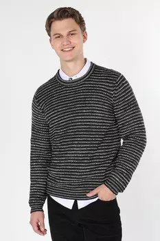 Полосатый свитер с овальным вырезом Colin'S, черный