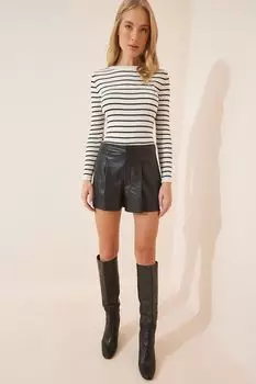 Полосатый свитер с овальным вырезом Happiness Istanbul, черный