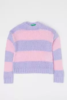 Полосатый свитер с овальным вырезом United Colors Of Benetton, фиолетовый