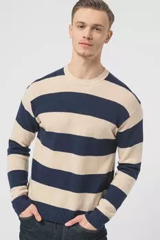 Полосатый свитер с овальным вырезом United Colors Of Benetton, бежевый