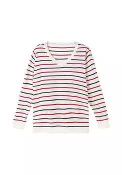 Полосатый свитер с ребристой отделкой Sheego, цвет Wei_ Gestreift