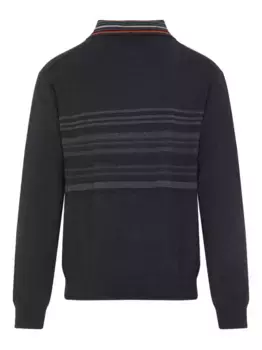 Полосатый свитер с воротником поло Paul Smith, серый