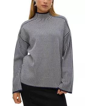 Полосатый свитер с воротником-стойкой Vero Moda, синий