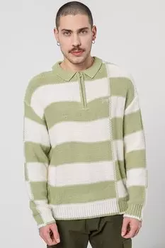 Полосатый свитер с высоким воротником Denim Project, белый