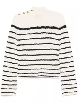 Полосатый свитер с высоким воротником Forte Forte, белый