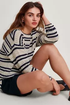 Полосатый свитер Сары Monsoon, бежевый