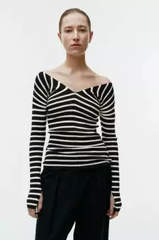 Полосатый свитер Sunray Arket, белый