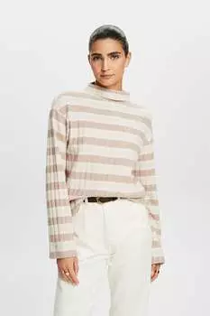 Полосатый свитер свободного кроя Esprit, зеленый