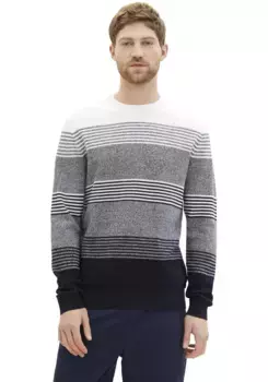 Полосатый свитер TOM TAILOR с полосатым узором, цвет Navy White Stripe Design