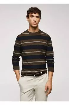 Полосатый свитер тонкой вязки Mango, зеленый