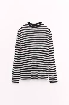 Полосатый свитер тонкой вязки ZARA, цвет Navy/White