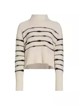 Полосатый свитер Viori из смесовой шерсти Veronica Beard, черный