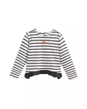 Полосатый свитшот для девочки с рюшами Dadati, серый