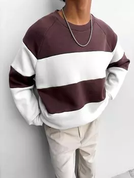 Полосатый свитшот Oversize Бордовый Красный ablukaonline