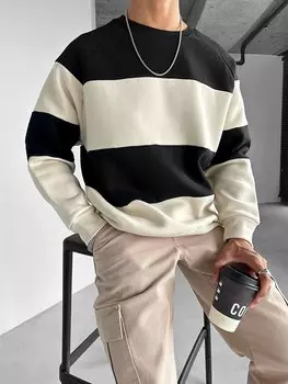 Полосатый свитшот Oversize Черный ablukaonline