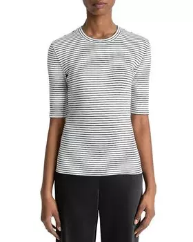 Полосатый свитшот с рукавом 3/4 Vince, белый