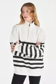 Полосатый свитшот с заниженными рукавами Colin'S, белый