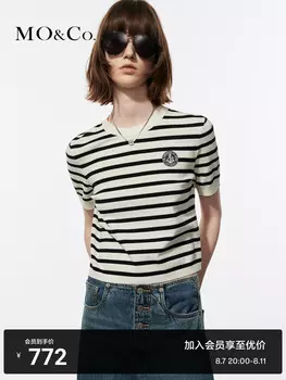 Полосатый тонкий свитер Moco, черно-белый